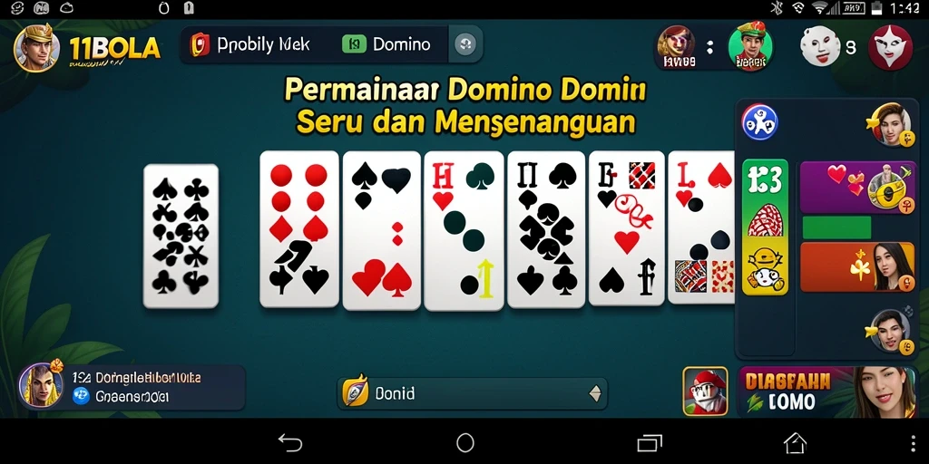 Tampilan antarmuka game Domino 11BOLA yang menarik dan interaktif.