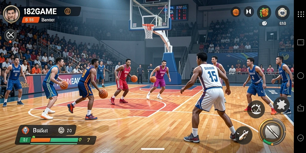 Tampilan antarmuka permainan 182GAME dengan fitur basket yang menarik.