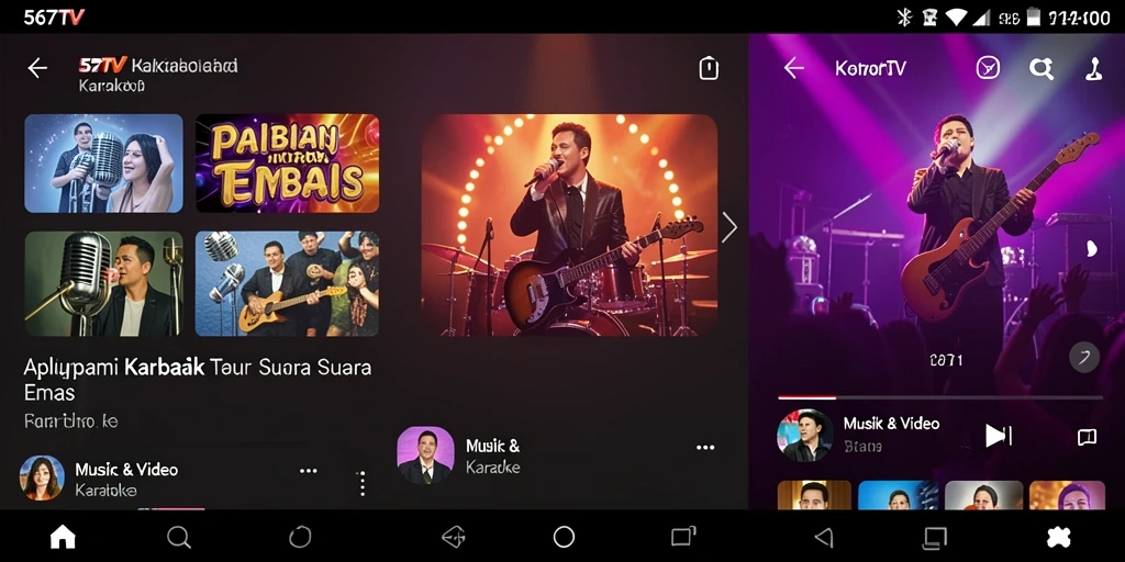 Tampilan antarmuka aplikasi karaoke 567TV yang menarik dan mudah digunakan.
