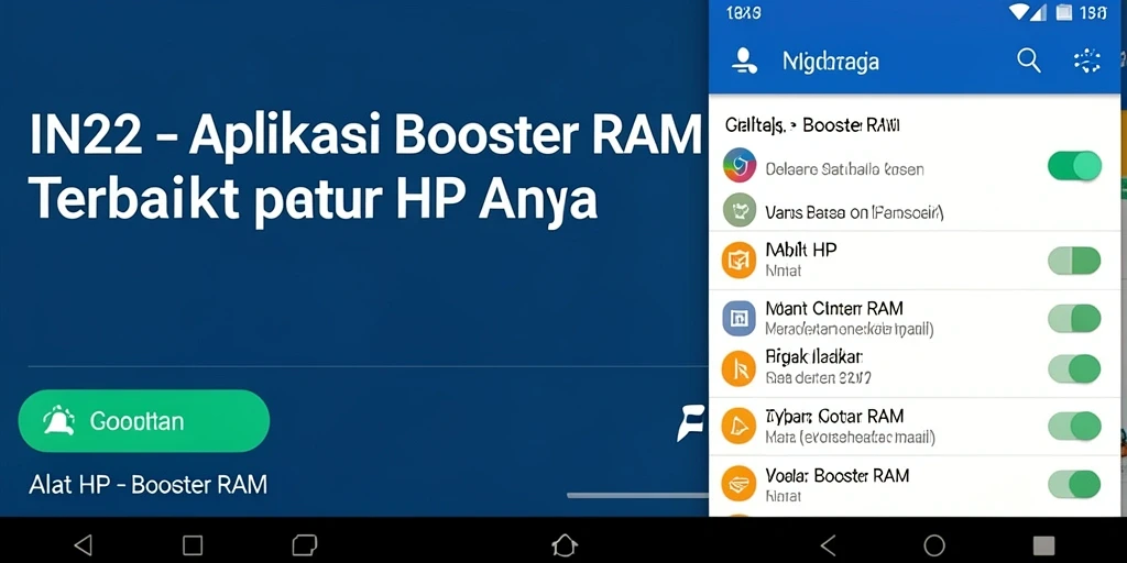 Tampilan antarmuka aplikasi IN22 untuk optimasi RAM.