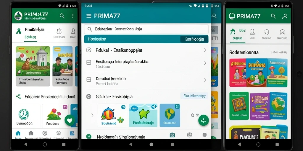 Antarmuka interaktif PRIMA77 dengan fitur edukasi yang menarik.