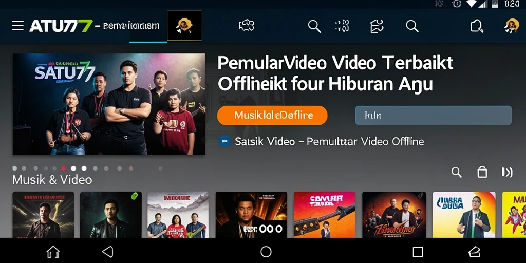 Tampilan antarmuka SATU77 saat memutar video offline.