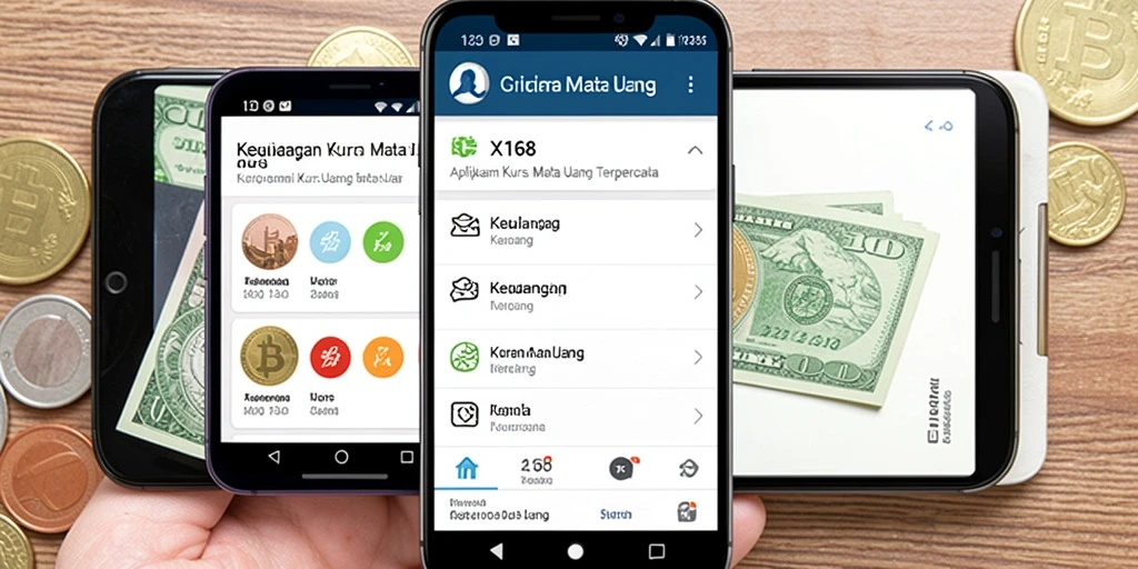 Screenshot antarmuka aplikasi X168 yang menampilkan konversi mata uang.