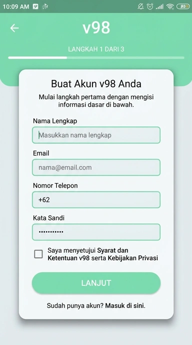 Cara Mudah Mendaftar Akun v98 untuk Pengguna Android